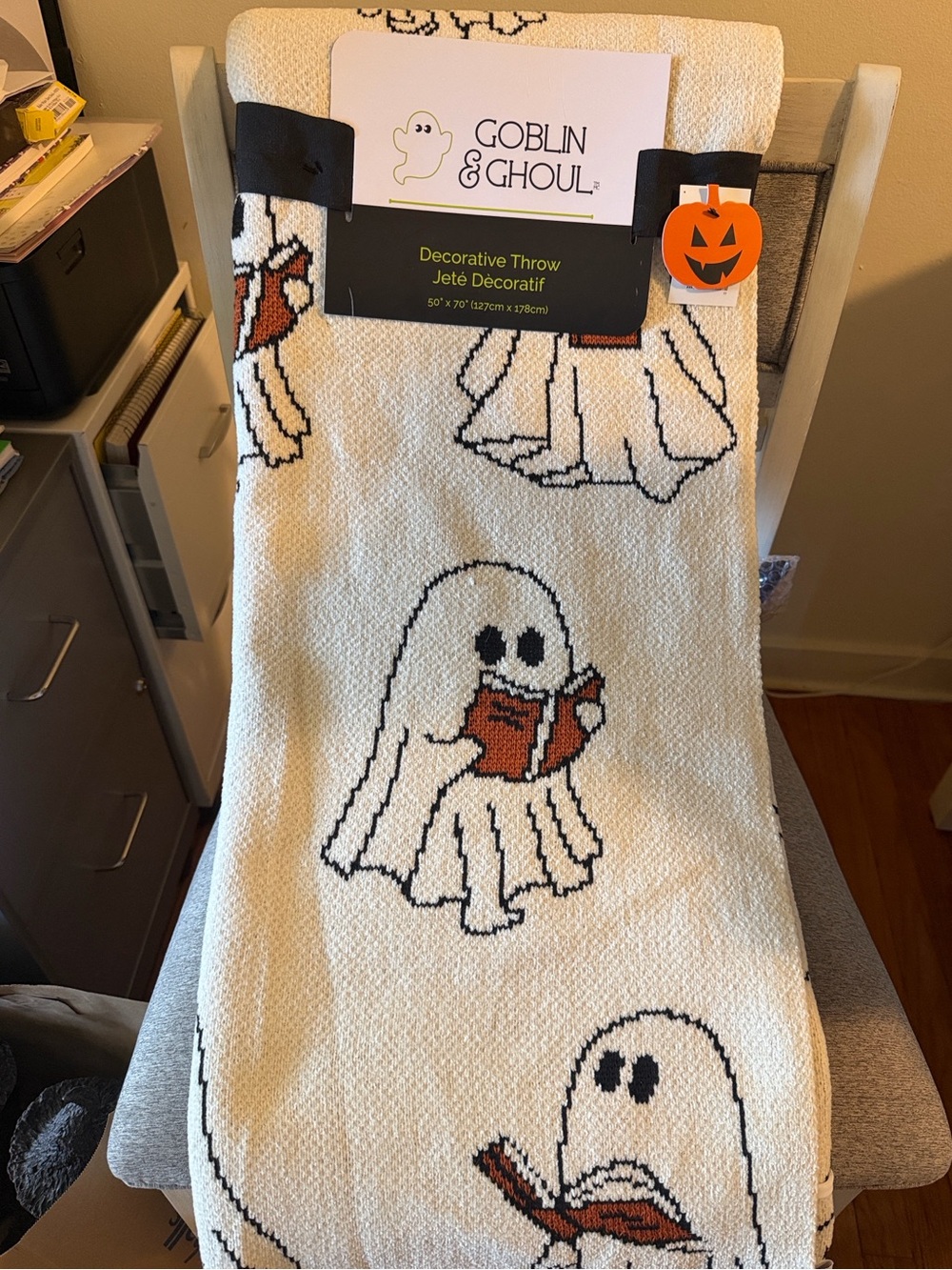 Goblin & Ghoul Cream Halloween Ghost Decorative Throw